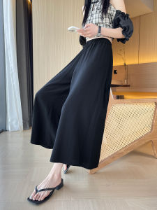 High Waist Cotton Casual Pants Womens Summer Thin New Small Size Loose Wide Leg Nine Points Pants Tapered Fit Straight Leg