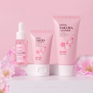 3PCS LAIKOU Sakura Skin Care Sets Facial Cleanser Face Cream Serum Toner Moisturizing Brightening Firming Hydrating Face Care Kit