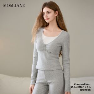 Mom Jane | Breastfeeding Pure Cotton Spring Autumn Faux Two-piece No Bra Nursing Top