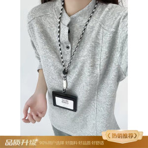 เสื้อยืดคอกลมแขนยาวสไตล์อเมริกันสำหรับผู้ชายในฤดูใบไม้ร่วง ทรงหลวม ลายตัดเย็บแบบต่อ ปกแขน ทรงหลวม