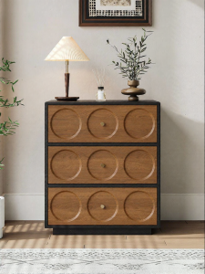 Retro Style Solid Wood Three-Drawer Storage Cabinet