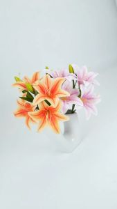 Bunga Lily Latex 2 Cabang Bunga lili Palsu Bahan Lateks Artificial Real Touch Silk Flower Tiger Lilies Hiasan Hotel Bucket Rumah Cafe dan Dekorasi Pelaminan Berkualitas Import Premium Murah