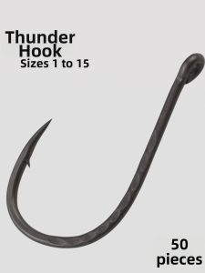 Barbed Big Game Fishing Hooks with Up-Turned Eye for Bass and Shore Fishing Loose