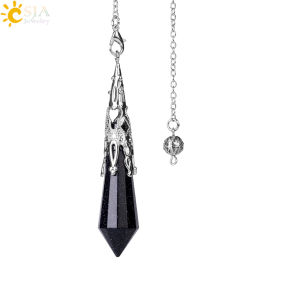 CSJA Natural Stone Crystal Pendulum for Dowsing Antique Pendant Amulet Crystals Divination Pink Quartz Pendulums Pendules G891