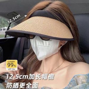 Mũ Rơm Chống Nắng Gấp Gọn Mùa Hè Ngoài Trời Chống Tia UV Cho Nữ Mũ Che Nắng Đi Xe Đạp Mũ Chống Nắng Bằng Nhựa Đen