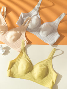 Ultra-thin ระบายอากาศได้ดี Latex Bra ฤดูร้อน Cool Feeling Seamless No-ring One Piece ชุดนอน ขนาดใหญ่ รูปลักษณ์หน้าอก เล็ก