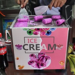 Shanben เครื่องทำไอติมผัด เครื่องทำน้ำแข็งไสผัดแบบตั้งโต๊ะ เครื่องทำโยเกิร์ตผัดสำหรับใช้ในบ้าน