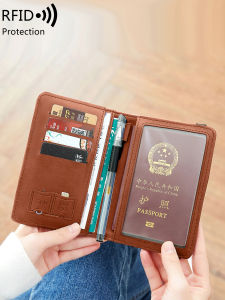 RFID Retro Passport Set PU Leather Credit Card Holder Vaccine ID Window Card Set Passport Bag Mens and WomensTravelAccessories
