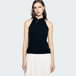 AMII | Chinese Style Stand-collar Knitted Sweater For Women