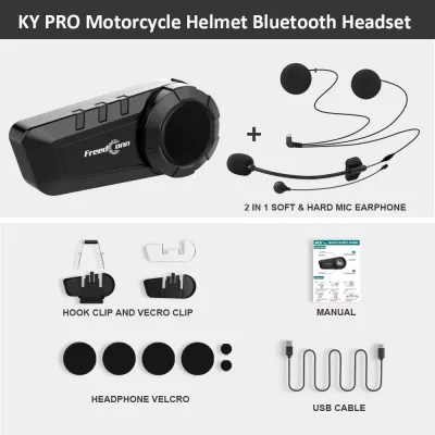 Freedconn Group Motorcycle Intercom Bluetooth Helmet Headset Headphones 6 Riders 1000M Moto Waterproof Interphone Ky Pro