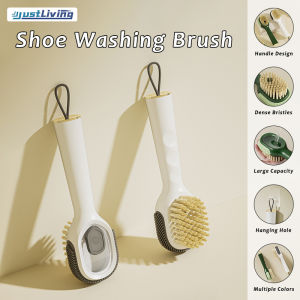 JustLiving 1PC Multifunction Plus Liquid Shoe Home Soft Bristled Shoe Brush Brush Long Handle Brush Clothes Brush Shoe Clothing Board Brush Household Cleaning Tools Liquid Dispensing Cleaning Brush