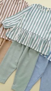 Peewee Pre-Order Setelan Set Tunik Anak Perempuan Salur 1-12 Tahun