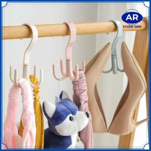 AR GANTUNGAN 4 KAIT SERBAGUNA / GANTUNGAN PUTAR 360 DERAJAT / HANGER LEMARI PAKAIAN SEPATU TAS HOOK 4 KAIT