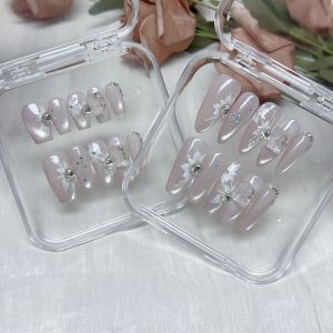 Handmade Wearable Nail Art Pure Violet Cats Eye Design Light Luxury White Enhancing Finger Tip to Light up the World