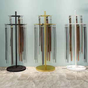 Mens Belt Display Rack Special Leather Belt Bag Waistcoat Storage Stand Wheel Mounted Mobile Iron Material Clothing Store