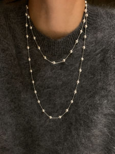 CAFFTI | Long Starry Pearl Necklace Elegant Stackable Sweater Chain
