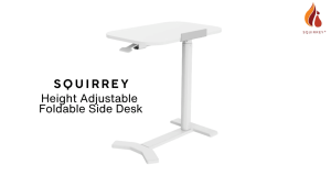 Squirrey Height Adjustable Foldable Side Desk – 650-1050mm Tilt Top 90° Thin Foot Rollers 7KG Load