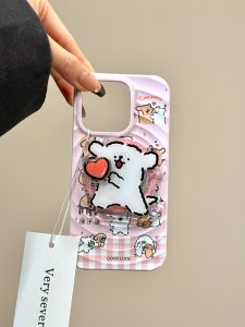 Cartoon Dog Line Magnetic Absorption Stand Mobile Phone Case Protective Cover for Apple 16promax iPhone 15 New Model 14 Girl Heart 13 Personalized Creative 14pro Anti-Fall