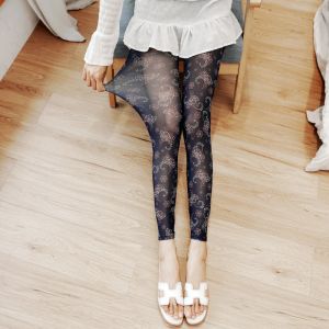 กางเกงลำลองผู้หญิงบางเฉียบเซ็กซี่ในช่วงฤดูร้อน กางเกงขายาวผ้าไหมน้ำแข็ง ผ้าตาข่ายโปร่งใส กางเกงขายาวกันแดดสำหรับสวมใส่กลางแจ้ง ลายตัวอักษรหัวใจ