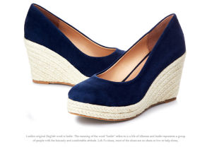 สถานียุโรป ฤดูใบไม้ผลิ ฤดูใบไม้ร่วง ผู้หญิง รองเท้าส้นสูงสุภาพสตรีรองเท้าของแท้ หนัง หัวกลม Slip-On แพลตฟอร์มกันน้ําฟางทอรองเท้าเดี่ยวหญิง