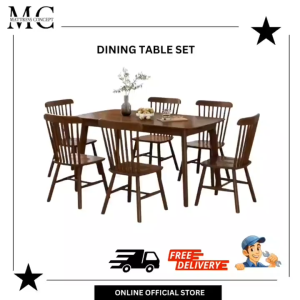 【LOCAL SELLER】1+4 OAK WOODEN DINING TABLE SET ( FREE DELIVER & INSTTALLION)