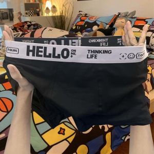 Fashionable Sporty Boxer Shorts for Men Youthful Flat-Cut Briefs Trendy Innerwear Shorts Modale Material Mid-Waist Design