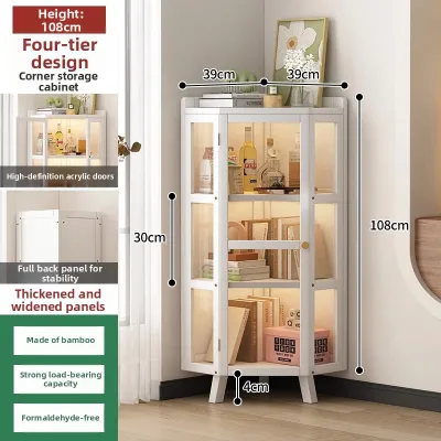 Modern Minimalist Corner Cabinet Multi-Layer Floor-standing Dustproof Triangle Storage Rack for Living Room Bedroom Kitchen