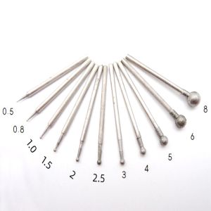 11Pcs Set Diamond Grind Needle Head Cutter Jade Carve Tool Engrave Rotary Spherical Burr Tool 2.35mm Shank Round Ball