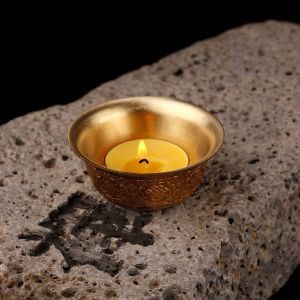 HENANSHENGZHONG | Buddhist Ceremony Tibetan Nepalese Gilt Bronze Oil Light Water Cup Offering Bowl