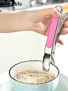 Kẹp Gắp Đồ Nóng Gắp Chén Dĩa Inox Gấp Lò Vi Sóng Nồi Chiên Không Dầu Chịu Lực Có Mút Silicon Hạn Chế Trượt Tay