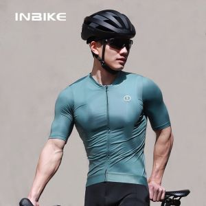Inbike áo đi xe đạp tay ngắn nam mùa hè thấm hút mồ hôi thoáng khí nhẹ thoải mái nhanh chóng làm khô có túi MTB xe đạp đường trường quần áo hàng đầu trang phục