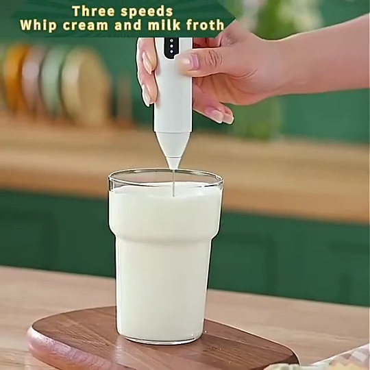 Electric Milk Frother Hand Blender Coffee Blender 3-Speed USB Rechargeable Foam Maker Egg Beater