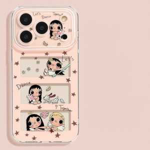 YOUSIDUN |  phù hợp với ốp điện thoại di động Apple 17promax iphone1713 cô gái dễ thương 16promax hồng 12 có dây buộc 14max rỗng trọn gói 15 bộ 17pro trong suốt
