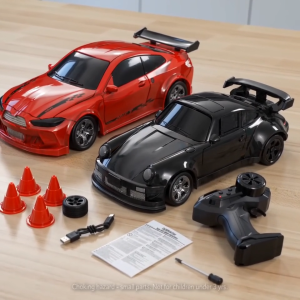 TOMSHOO Remote Control Drift Car 2.4GHz 4WD Mini Full Proportional Model Vehicle with LED Lights Racing Sport Toy for Adults Boys Girls Kids