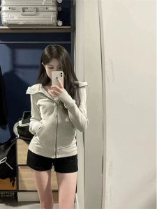 American High Street Style Womens Hoodie Spring Autumn New Waist Slimming Casual Versatile Open Cardigan Top Trendy