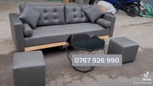 SOFA PHÒNG KHÁCH SOFA BĂNG DÀI VẢI BỐ MÀU KEM SIÊU SANG TRỌNG - BẢO HÀNH 12 THÁNG