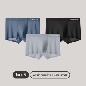 THREEGUN | กางเกงบ็อกเซอร์ชายผ้าไหมน้ำแข็งระบายอากาศได้ดี 3 ชิ้น กางเกงบ็อกเซอร์ผ้าไนลอนแห้งเร็ว ป้องกันแบคทีเรีย ระบายอากาศได้ดี ไร้ตะเข็บ สำหรับเยาวชนในฤดูร้อน
