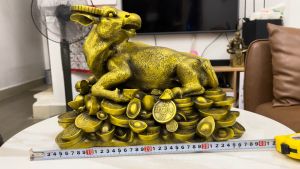 Tượng trâu nằm bằng đồng phong thủy cỡ đại DxRxC: 40x26x26cm nặng 9.2kg