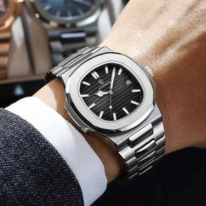 Luxury Square Quartz Watch Business Waterproof Male Clock Luminous Date Stainless Steel Men Watch