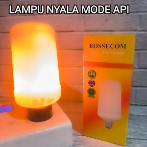 BOSSECOM BE-8876 LAMPU BOHLAM LED API FLAME 9W 9 Watt CAHAYA KUNING 3 mode 2700K FIRE KUALITAS PREMIUM