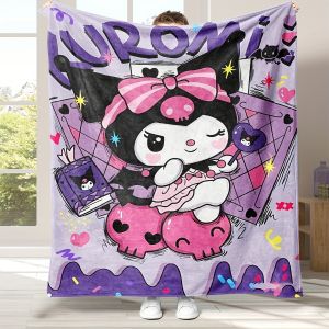 Sanrio | 1 Purple Kuromi Flannel Blanket 2D Single Print Soft Fluffy Warm Couch Bed Living Room Bedroom Home Decor Gift Daily Use Blanket