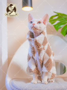 Thickened Lamb Velvet Cat Sweater Winter Warm Pet Clothes Zipper Casual Plaid Fleece Lined Cat Jacket for Cats Pet Supplies