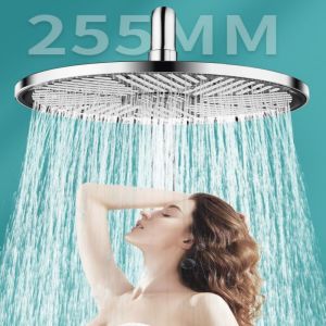 New 10 Inch Big Panel Rainfall Shower HeadHigh Pressure Shower HeadWater SavingTop Rain Shower Faucet Bathroom Accessories