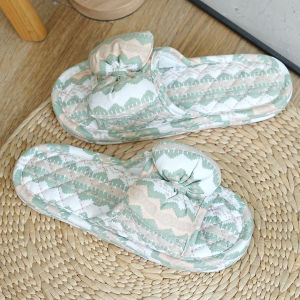 Dép Đi Trong Nhà Cotton Vải Bông Vải Lanh Dép Nữ Mùa Hè Dễ Thương Nơ Thắt Nhà Im Lặng Mềm Dép Đi Trong Nhà Bằng Vải Bốn Mùa Yên Tĩnh