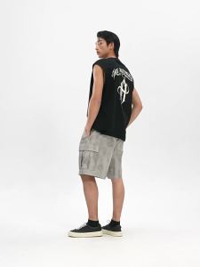 CHINISM | Water-resistant Distressed Retro Workwear Style Five Pocket Shorts