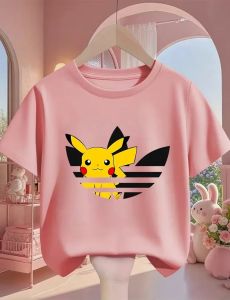 Bandai | 2026 New Street Cartoon Pokémon T Shirt 3-14Y Boys Girls Summer Cute Kawaii Fashion Hot Casual Crew Neck Children