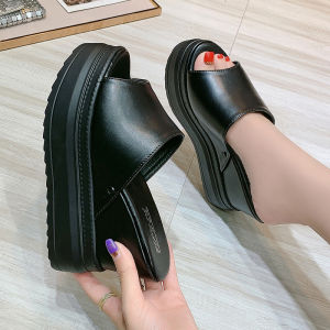 Womens Summer 2024 Fashionable Fishmouth Flat Heel Sandals Thick Bottom Platform Waterproof High Heel Korean Style Low Cut