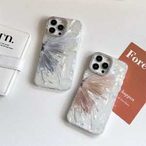 CrashStar Fantasy Butterfly Colorful Shell Pattern Soft Shockproof Phone Case For iPhone 15 14 13 12 Pro Max 11 Fashion Phone Casing Cover Shell With Electroplated Lens Camera Protection Ring Hot Sale