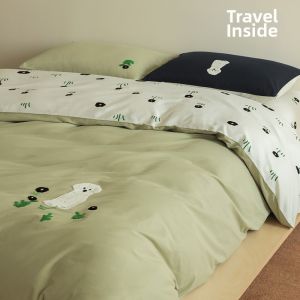 NELA HOME | Cute Dog Embroidered 100% Cotton Bedding Set