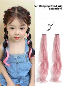 Ear-Hanging One-Piece Hair Coloring Strips Womens Long Hair Extension Fake Hair Clip  out New Fashion Hair Accessories